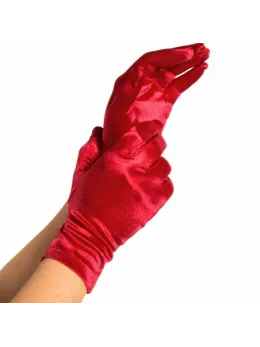 Leg Avenue Satin Gloves Red - Short Elegant Shiny Party Model One Size