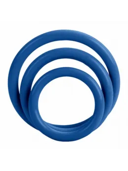 Tri-Rings комплект силиконови пръстени за пенис, сини, 3 размера