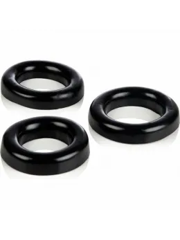 CalExotics Colt Silicone Rings Set 3 Sizes Black Adjustable System
