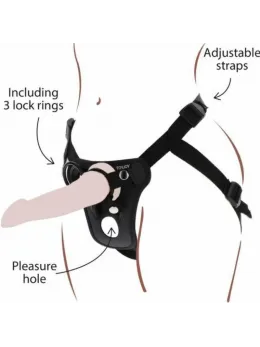 Get Real Pleasure Harness Black - Adjustable Comfort System, 3 Silicone Rings