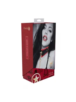 Ouch! Milan Collection Adjustable Collar with Leash Black/Red