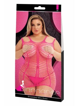 Lapdance Shredded Mini Dress Pink Nylon-Spandex Flexible Fit QS