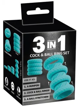 You2Toys 3-in-1 Silicone Ring Set with Adjustable System, Black