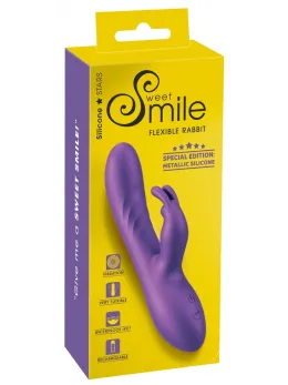 Sweet Smile Flexible Rabbit Metallic Silicone Dual Action Model, 18.3 cm