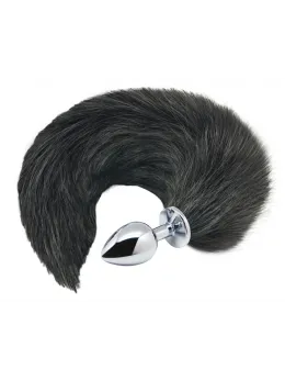 Alive Black & White Fox Tail S - Small Metal Plug with Synthetic Tail