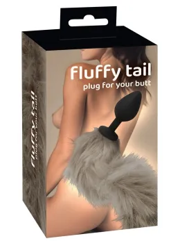 You2Toys Fluffy Tail Plug Grey - Silicone Model with Soft Faux Fur, 45 cm