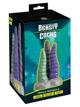 Triple Tentacle силиконово фентъзи дилдо пипало, 22 см