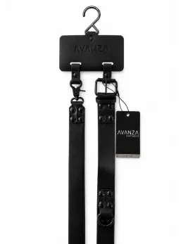 AVANZA VANTAGE 8 Signature Collar & Short Leash Black PU Leather