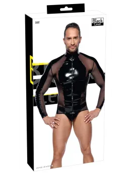 Black Level Men’s Vinyl Shirt M - Shiny Finish & Mesh Details