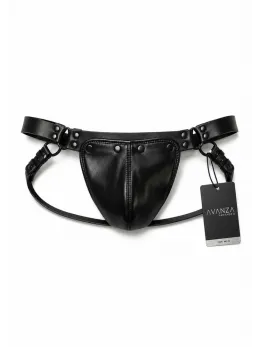 AVANZA VANTAGE 8 Core Harness Jockstrap Black PU Leather Adjustable