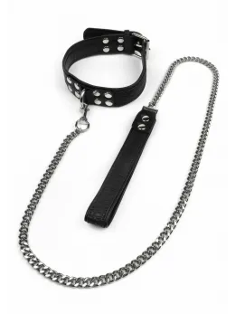 AVANZA FEROS Croc-Embossed PU Leather Collar & Leash Set Black