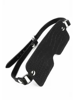 AVANZA FEROS Croc-Embossed PU Leather Blindfold, Adjustable Strap