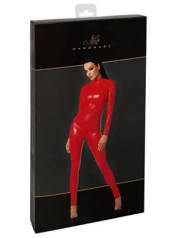 Noir Powerwetlook Jumpsuit Red XL with 3-Way Zipper