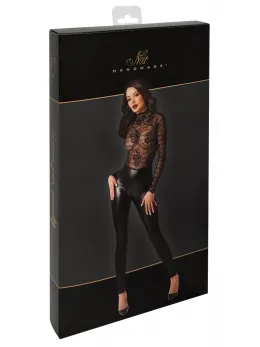 Noir Handmade Orgia Exclusive Lace & Powerwetlook Jumpsuit M Black