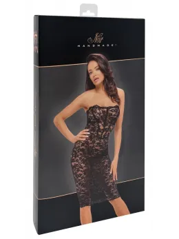 Noir Handmade Dress Floral Lace Black M - Elegant Corset Style