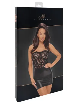 Noir Handmade Tube Dress L - Lace & Powerwetlook, Black, Strapless