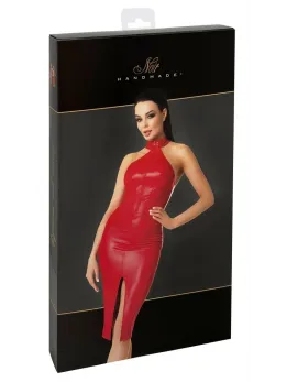 Noir Handmade Orgia Red Powerwetlook Dress L with Full-Length Zip