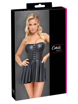 Cottelli Collection PARTY Black Matte Corset Mini Dress L
