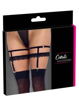 Cottelli ACCESSORIES Black Velvet Garters L/XL with Adjustable Straps