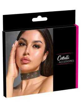 Cottelli Accessories Rhinestone Black Adjustable Choker, 36 cm + Extension