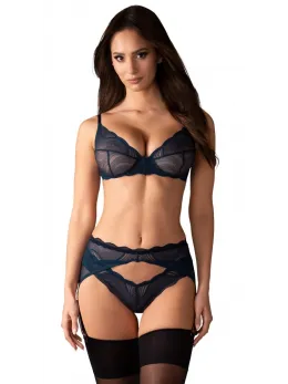 Obsessive Nightly Blue Intimate Lace Bra Set XS/S Adjustable Fit