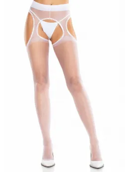 Leg Avenue Shira Sheer Suspender Hose - Elegant Scalloped Design