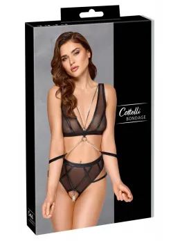 Cottelli BONDAGE Set L - Wireless Bra & Crotchless High-Waist Briefs