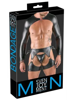 Svenjoyment Bondage Set S - 3-Piece Matte Black Stretch Kit with Rings