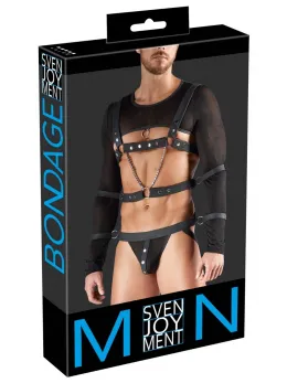 Svenjoyment Bondage Set XL - Powernet Top, Harness & Jock, Black