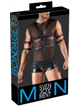 Svenjoyment BONDAGE Powernet Shirt XL with Adjustable Harness Set Black