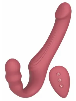 She.E.O Strapless Strap-On Vibrator Dual Motor Silicone Remote Pink