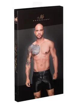 Noir Missbehaved Men’s Powerwetlook Shorts 2XL Black Drawstring Fit