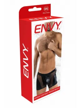 ENVY Sheer Contrast Boxer Briefs Black OS - Breathable Mesh Design