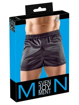 Svenjoyment Men's Satin Boxers Black M - Loose Fit, Elastic Waistband