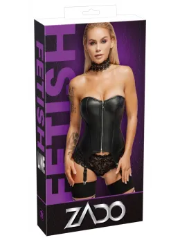 ZADO Leather Corset 2XL - Soft Lambskin, Adjustable Straps, Black