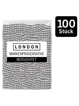 London Regular Transparent Condoms 100-Pack Silicone Lubricated 52mm