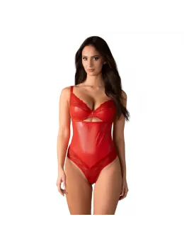 Aliosa дантелено боди с изрези, червено, 2XL/3XL