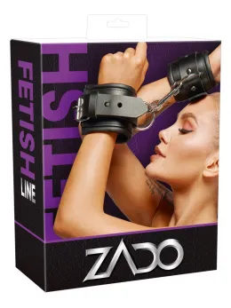ZADO Leather Handcuffs Black Studio-Grade Cowhide 22 cm Adjustable