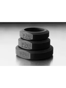 XR Brands 3-Piece Silicone Ring Set - Flexible Sizes, Black