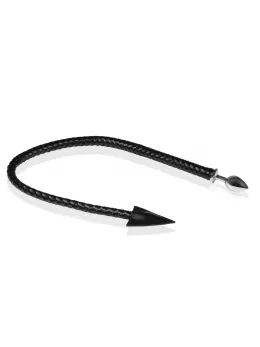 Ouch! Metal Plug with PU Leather Devil Tail - Black, Medium Size