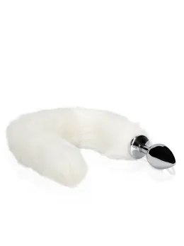 Sinner Gear Fox Tail Plug White - Metal Accessory with Faux Fur Tail