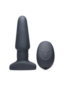XR Brands Slim R Remote-Controlled Rotating Plug Smooth Texture Black