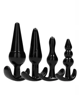 Ouch! No.80 Silicone Anal Plug Set 4 Sizes Ergonomic Base Black