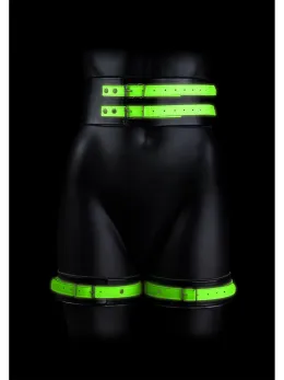 Ouch! Glow in the Dark Thigh Cuffs & Belt Set S/M - Luminous Green