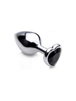 Black Heart Medium Anal Plug Aluminum Alloy Weighted Design