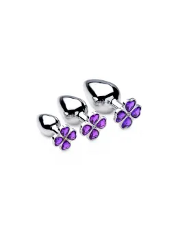 XR Brands Violet Flower Intimate Plug Set 3-Piece Aluminium Purple