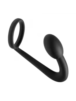 XR Brands Explorer Silicone Support Ring with Prostate Massager Black