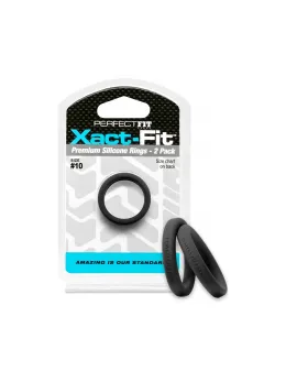 Perfect Fit Xact-Fit #10 Precision Ring 2-Pack, Soft Silicone, Black