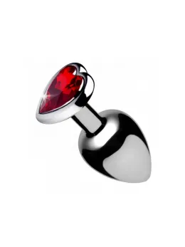 Booty Sparks Medium Aluminum Plug with Red Heart-Shaped Gem